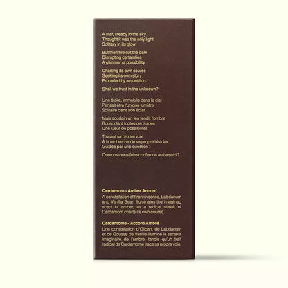 Brown Aesop Above Us, Steorra fragrance box shown side-on with printed text on a white background.